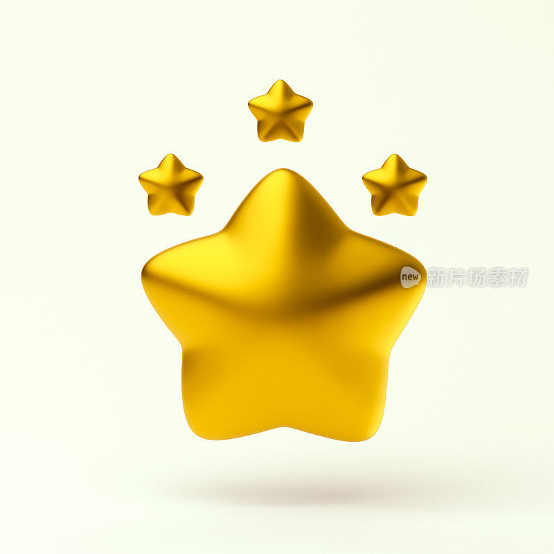 Rang星星简单的黄金图标3d插图在轻粉彩背景为Rang，评级，成就。最小的概念。3 d渲染孤立。高质量的插图